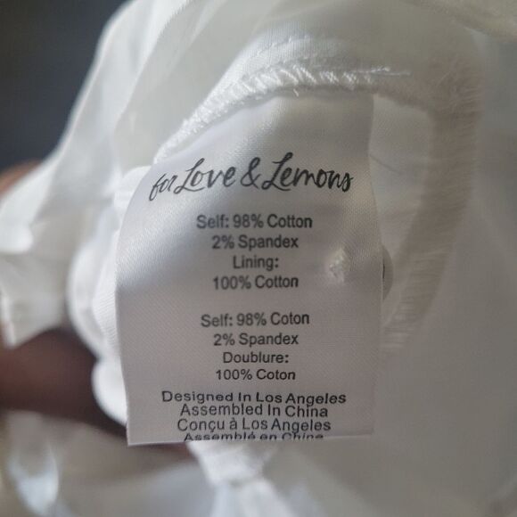 For Love And Lemons Carey Crop Poplin Top Women's Medium White Cottagecore - Picture 5 of 8